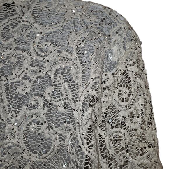 Vntg Y2k R&M Richards Ivory Lace Open Front Cardigan Sz L - Picture 3 of 4